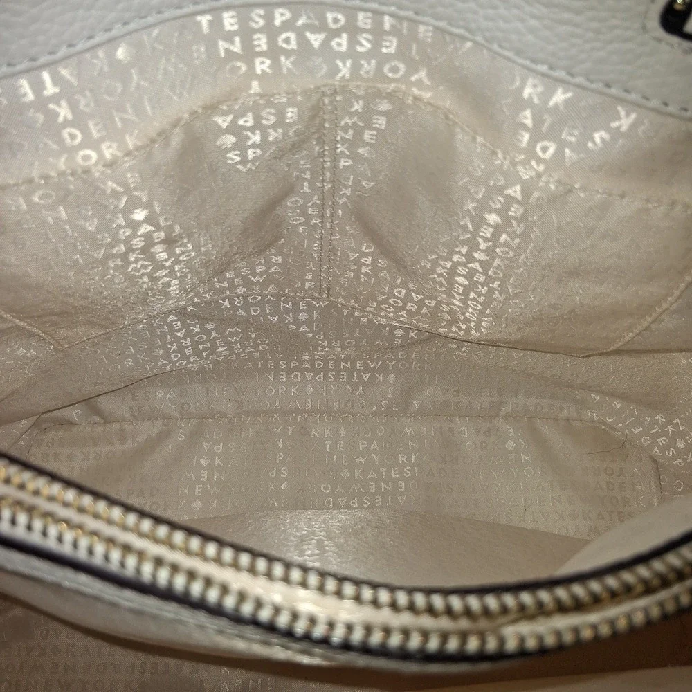 Kate‎ Spade New York White Pebble Leather Tote 13 x 10 x 6